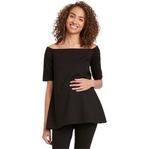 The Nines By Hatch Off The Shoulder Black Maternity Top Size Small